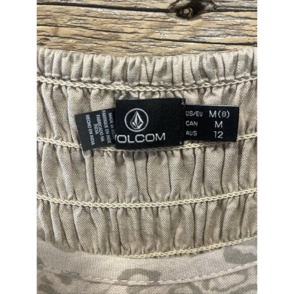 Volcom Women's Cha Ching Toanl Leopard Print Midi Dress Size Medium Beige - Picture 7 of 10